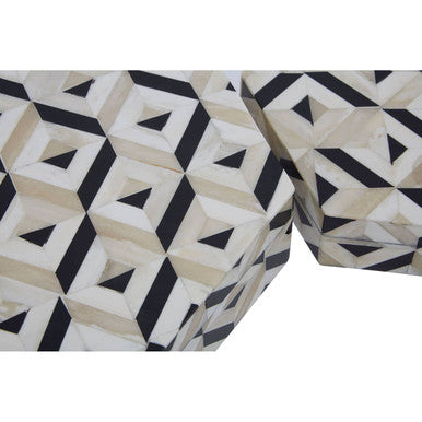Harlo Ivory and Black Set of 2 Trinket Boxes