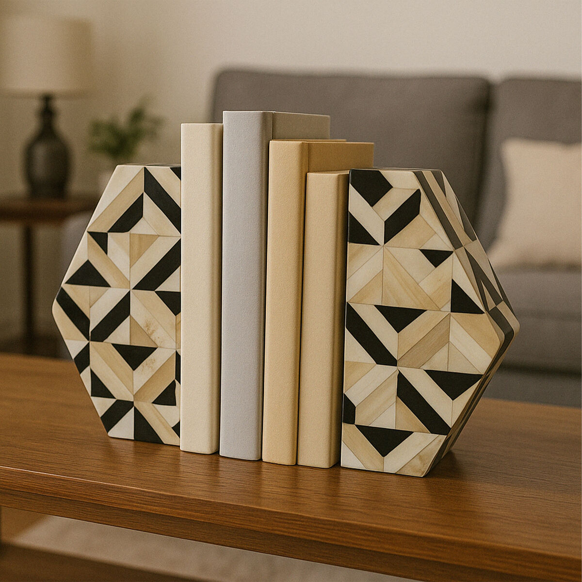 Harlo Ivory and Black Set of 2 Bookends - Image 2