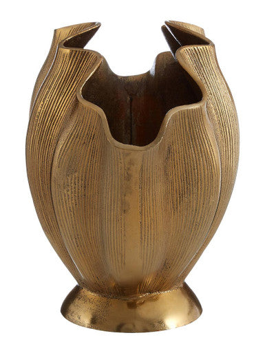 Estrella Small Fluted Gold Finish Vase