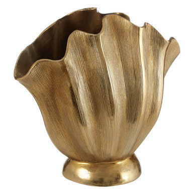 Estrella Large Gold Finish Fluted Vase
