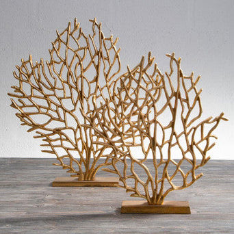 Prato Small Gold Finish Coral Sculpture - Image 2