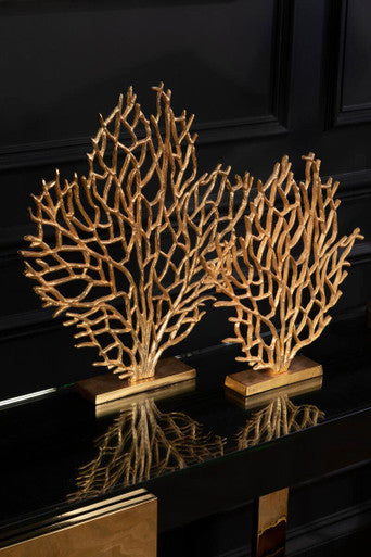 Prato Small Gold Finish Coral Sculpture