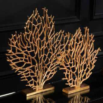 Prato Large Gold Finish Coral Sculpture - Image 3