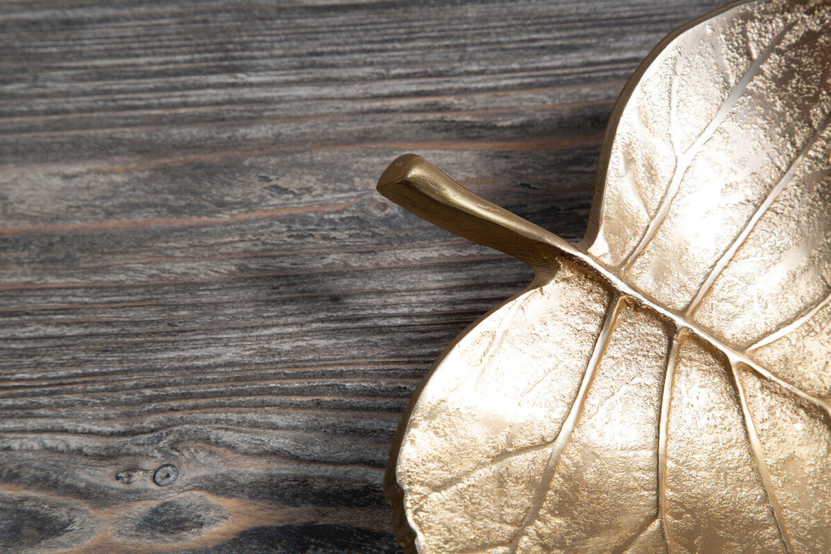 Prato Gold Finish Leaf Dish