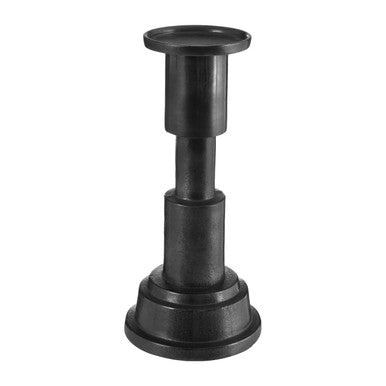Black metal candle holder on a white background