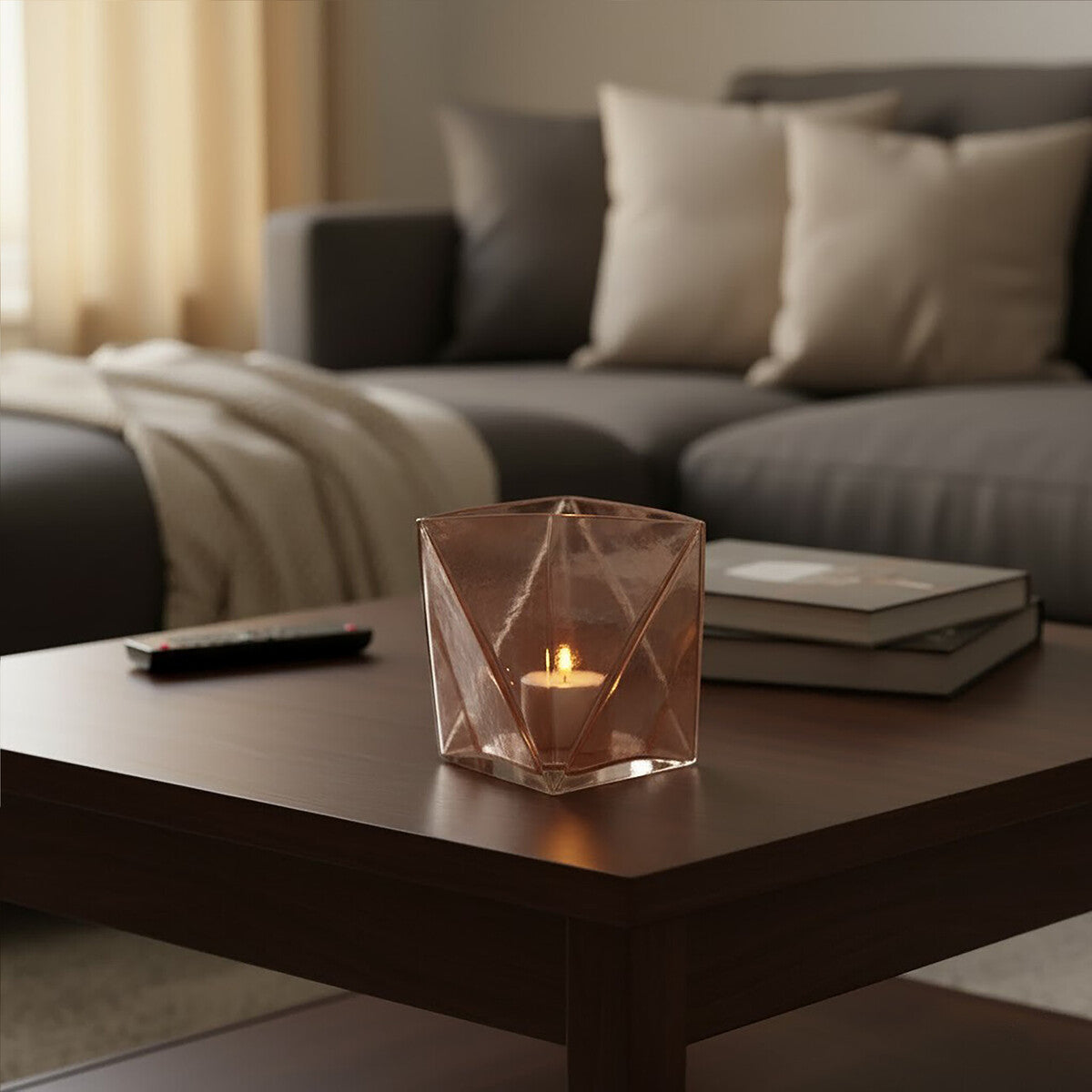 Rambia Small Pink Glass Candle Holder