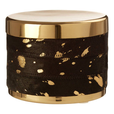 Bowerbird Small Gold And Black Hair on Leather Trinket Box