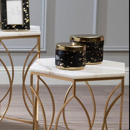 Bowerbird Small Gold And Black Hair on Leather Trinket Box - Image 2