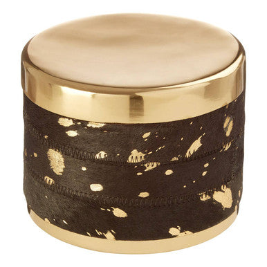 Bowerbird Large Gold And Black Hair on Leather Trinket Box - Image 3