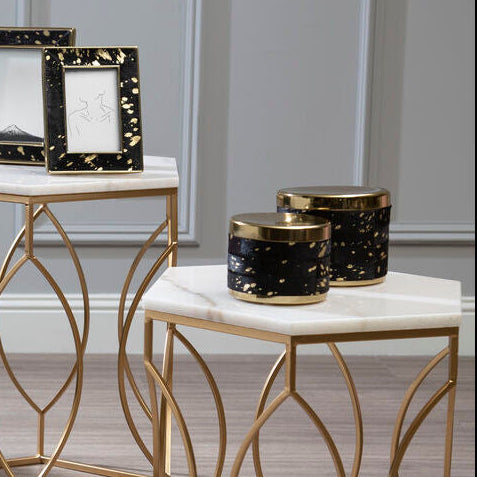 Bowerbird Large Gold And Black Hair on Leather Trinket Box - Image 2