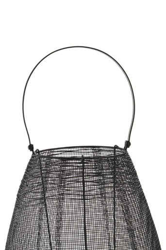 Trento Black Woven Wire Large Lantern with Glass Insert