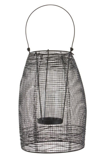 Black wire lantern with handle on a white background