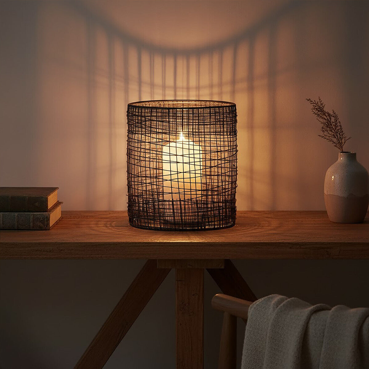 Trento Woven Wire Candle Holder with Glass Insert