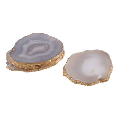 Bowerbird Agata Set of 4 Agate Grey and Gold Coasters