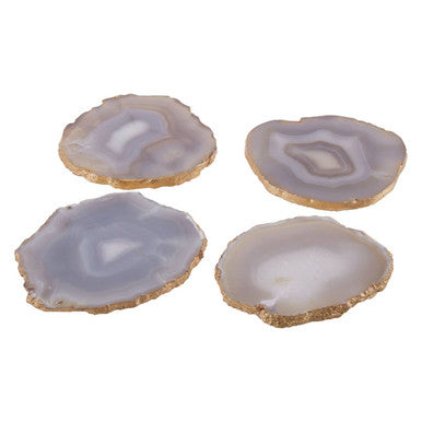 Bowerbird Agata Set of 4 Agate Grey and Gold Coasters