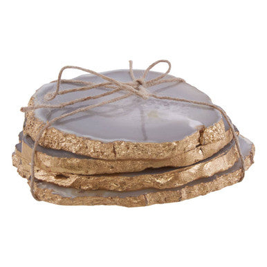 Bowerbird Agata Set of 4 Agate Grey and Gold Coasters