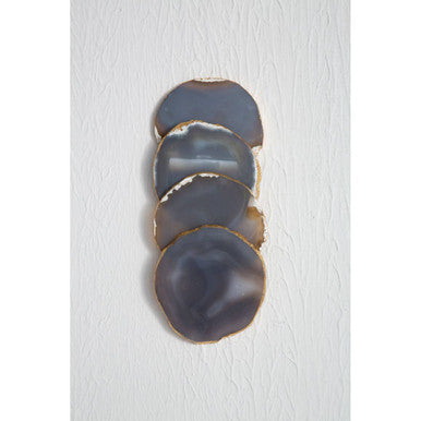 Bowerbird Set Of 4 Agate Grey And Gold Coasters