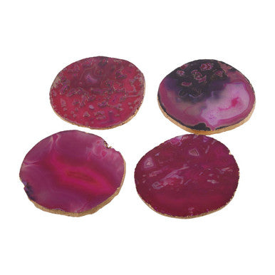 Bowerbird Agata Set of 4 Agate Pink and Gold Coasters