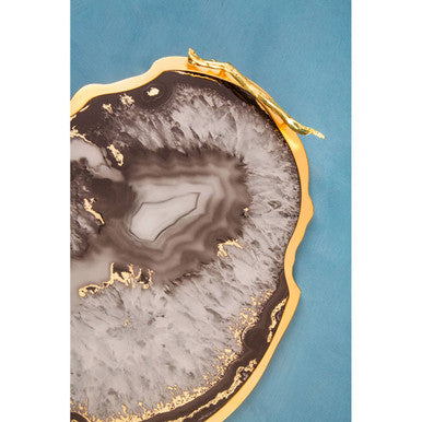 Celina Black And Gold Agate Tray