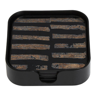 Celina Set Of Four Square Black and Gold Coasters