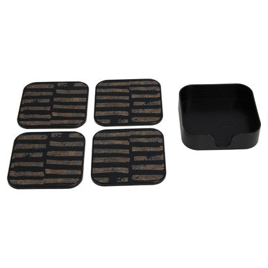 Celina Set Of Four Square Black and Gold Coasters