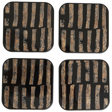 Celina Set Of Four Square Black and Gold Coasters