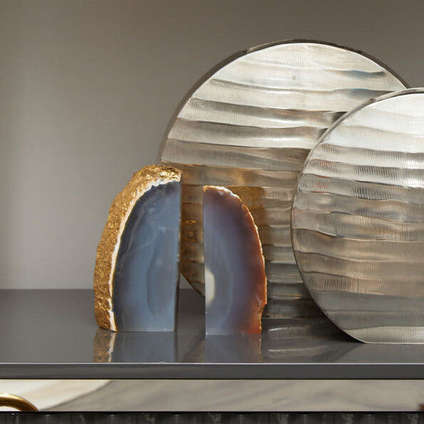 Bowerbird Agata Grey And Gold Bookends - Image 2