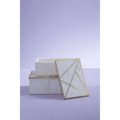Sena Large White Marble Trinket Box