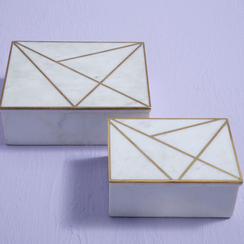 Sena Large White Marble Trinket Box