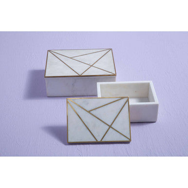 Sena Large White Marble Trinket Box