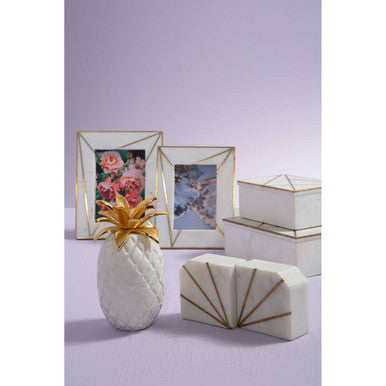 Sena White Marble and Gold Bookends - Image 3