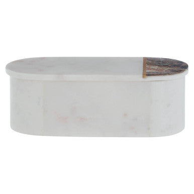 Marble-patterned cylindrical container on a white background