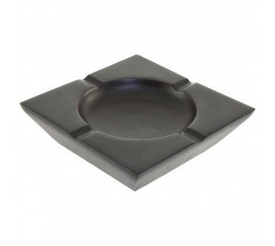 Square gray ashtray on a white background