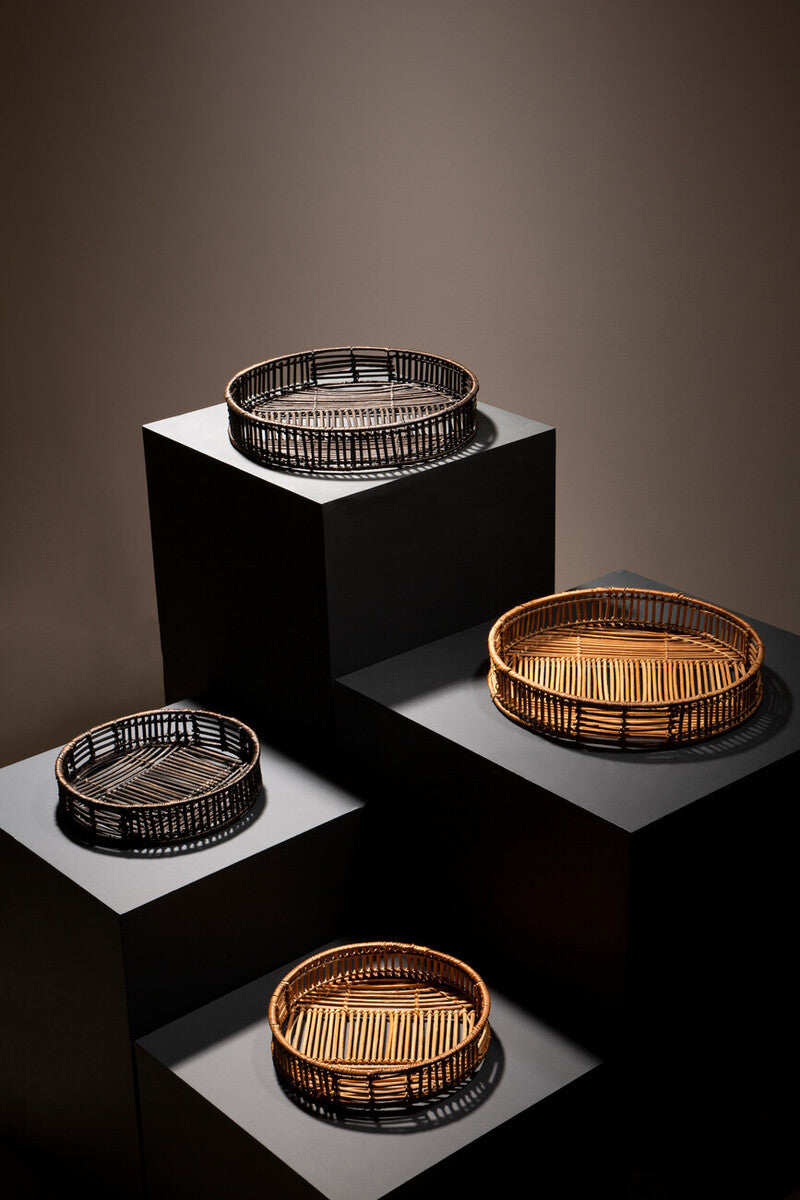 Batu Set of 2 Black Rattan Trays