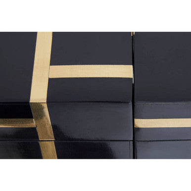 Odell Black and Gold Set of 3 Jars with Tray