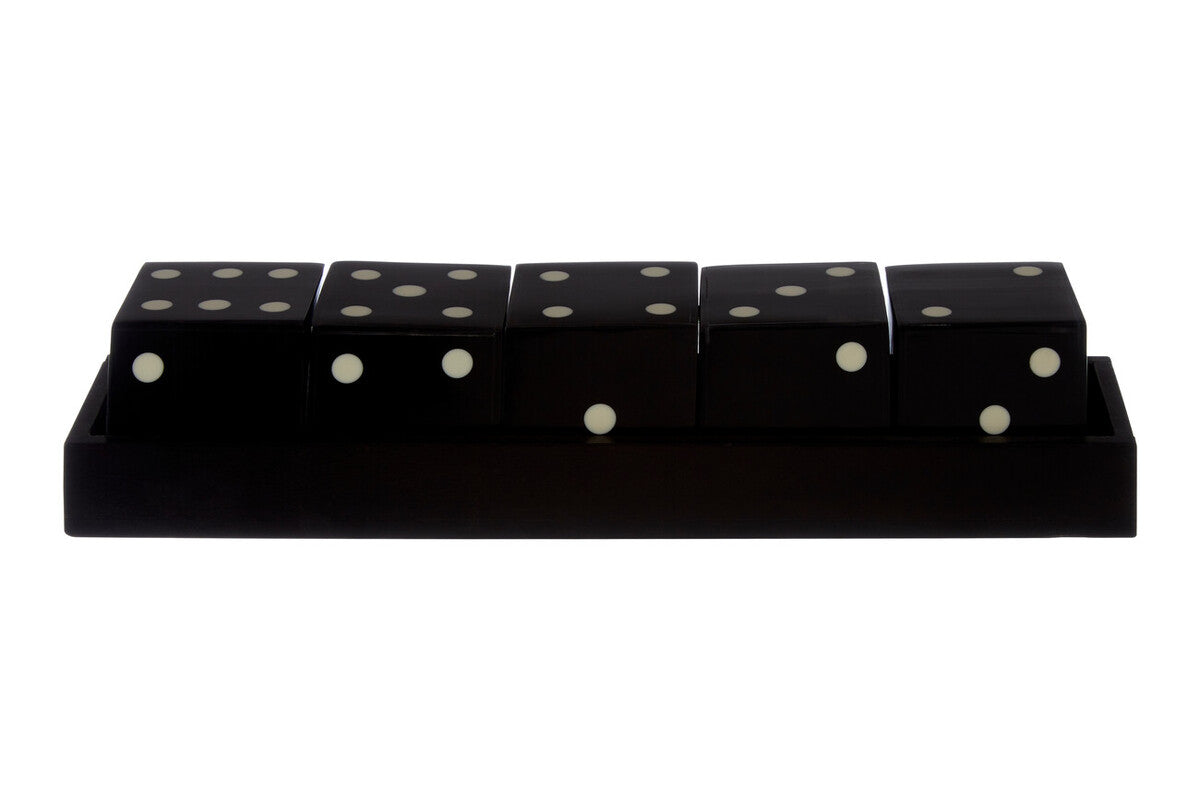 Set of dominoes with black background