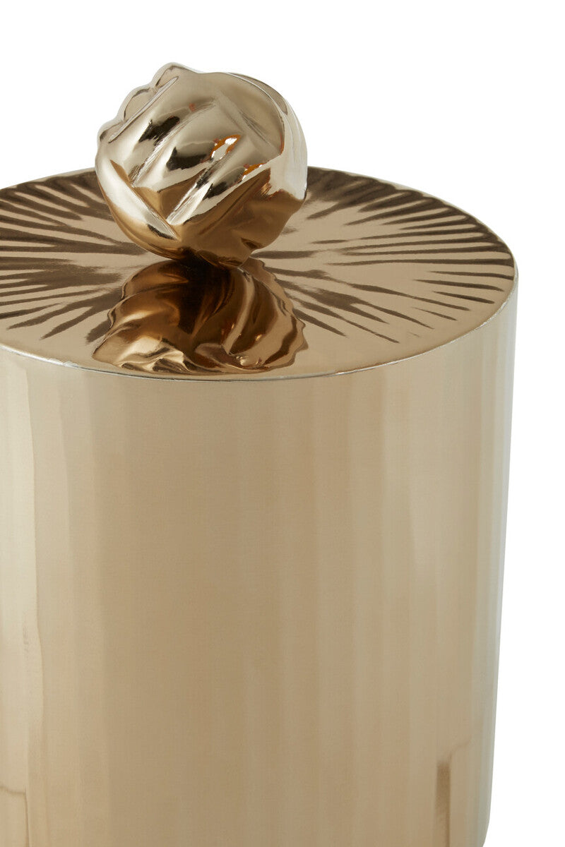 Amreli Small Vertical Textured Gold Metal Trinket Box