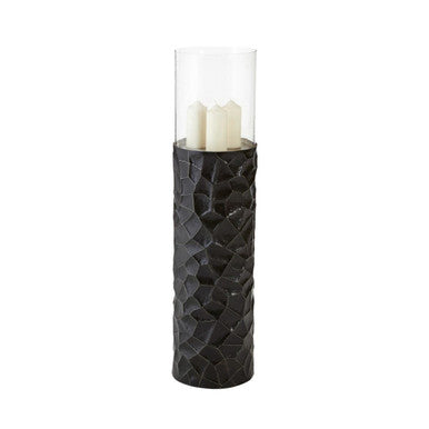 Akola Black and Gold Small Floor Standing Hurricane Candle Holder