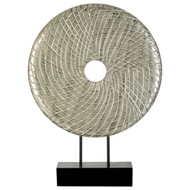 Elementi Round Silver Wooden Sculpture
