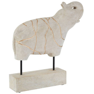 Vena Whitewash Mango Wood Elephant Sculpture