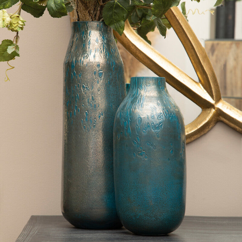 Caris Blue Speckled Glass Small Vase