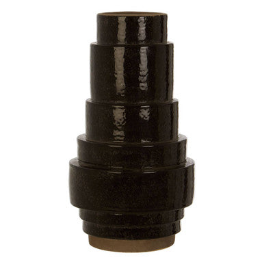 Kaga Black Earthenware Vase - Image 2