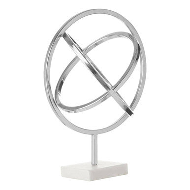 Mirano Silver Finish Spiral Sculpture with Marble Base