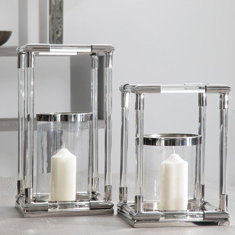 Lucita Large Candle Holder in Silver Finish and Acrylic - Image 3