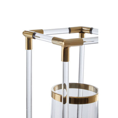 Lucita Large Candle Holder in Gold Finish and Acrylic