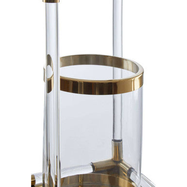 Lucita Large Candle Holder in Gold Finish and Acrylic