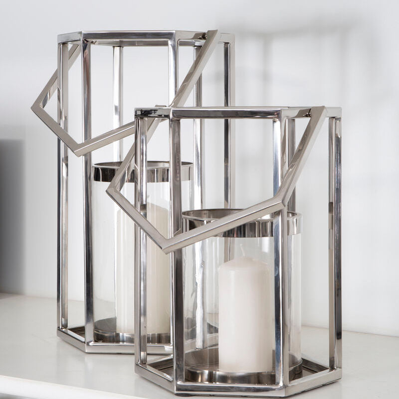 Herber Small Silver Hexagonal Lantern - Image 2