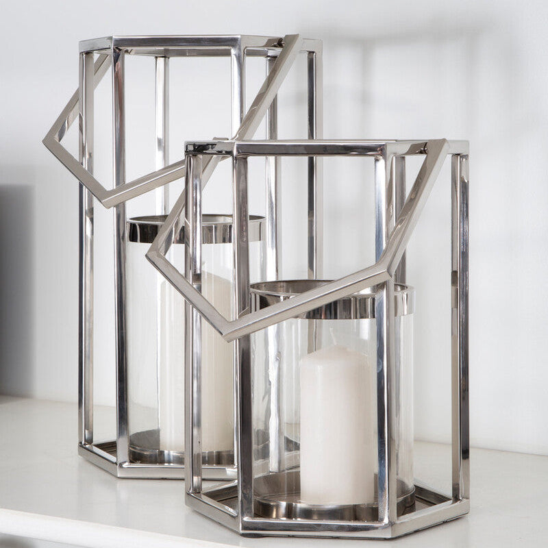 Herber Large Silver Hexagonal Lantern - Image 2