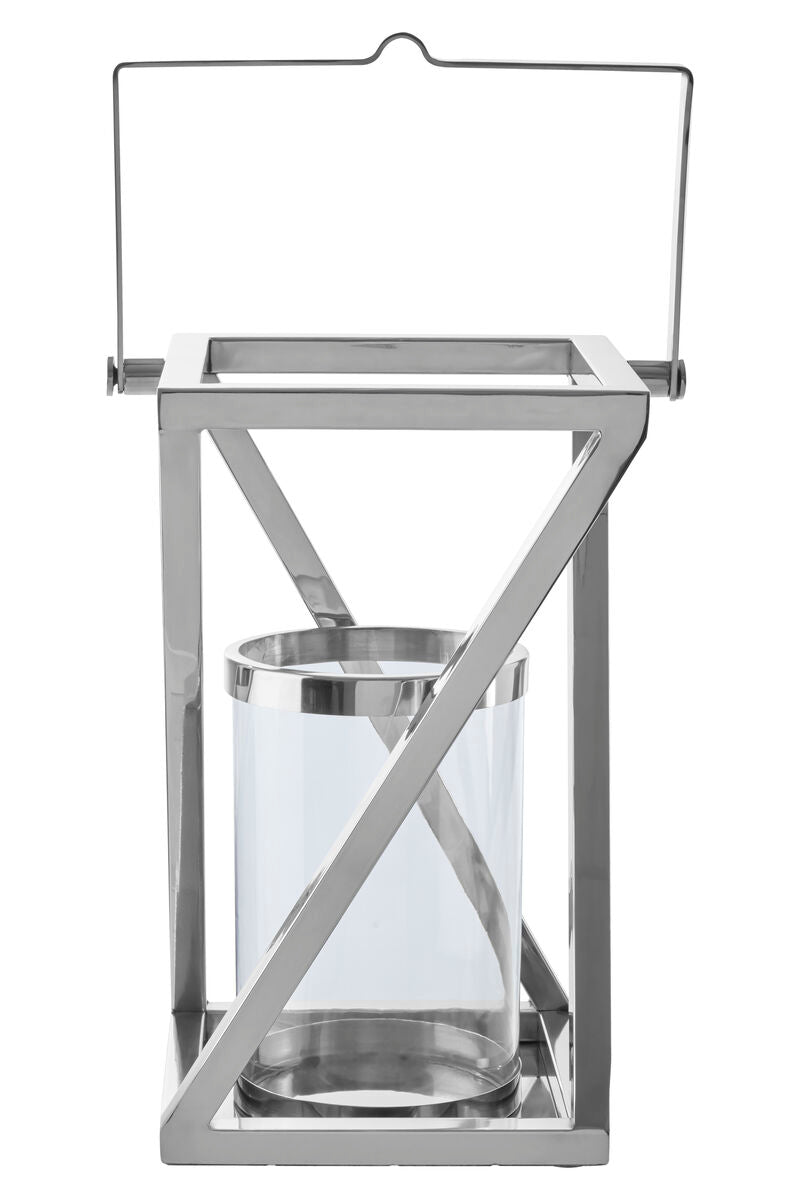 Cruzar Large Silver Criss Cross Lantern.
