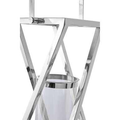 Cruzar Large Silver Criss Cross Lantern.